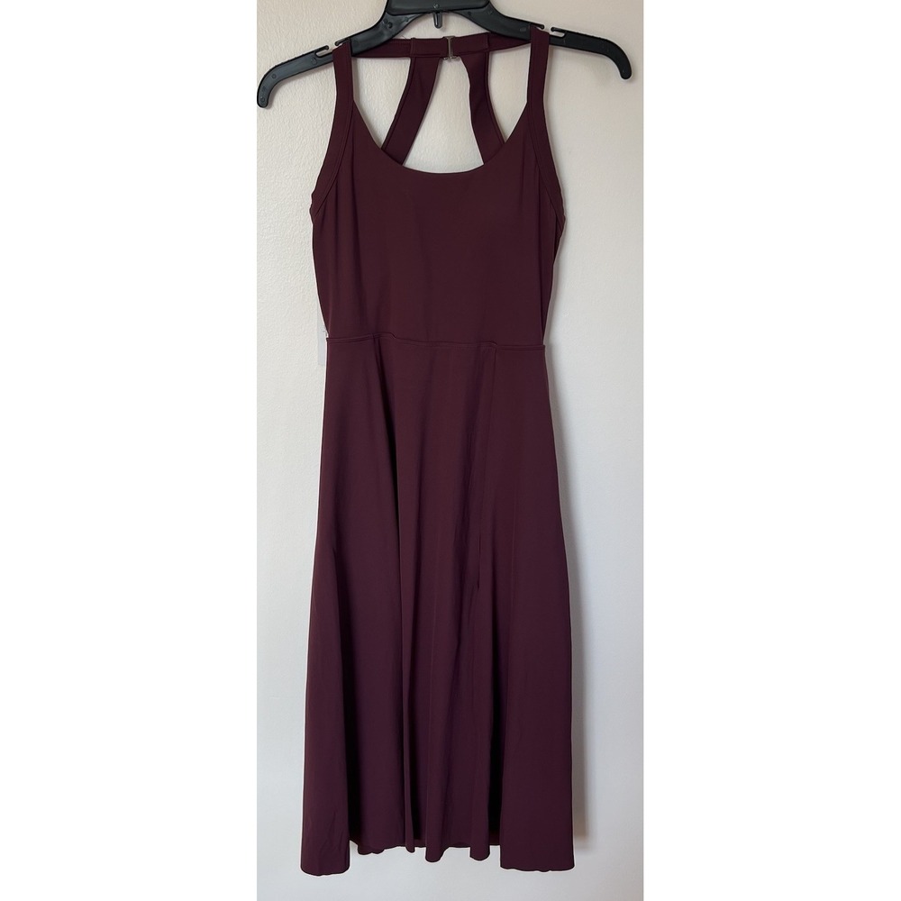 Halara Dress Back Cross Cutout Side  Split Long Pocket Athletic Burgundy Wine SM